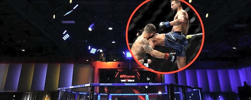 The first-ever UFC Apex fight ended in a rare TKO for the bantamweight who retired Frankie Edgar