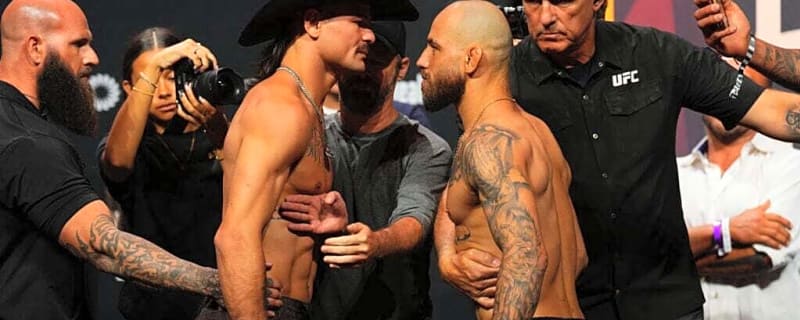 Jean Silva, Diego Lopes refuse to break eye contact for a minute straight as security steps in