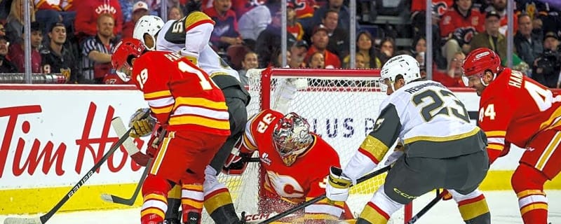 Jack Eichel&#39;s 2-goal night leads Knights past Flames