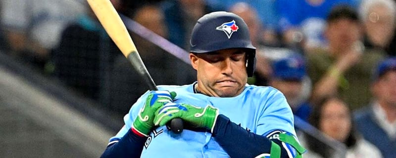 Blue Jays DH George Springer departs after HBP