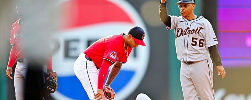 Tigers All-Star 2B Gleyber Torres (neck) exits vs. Guardians