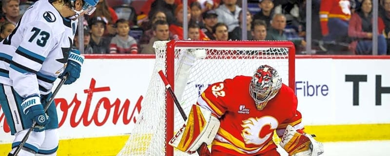 Flames&#39; Dustin Wolf needs just 16 saves to shut out Sharks