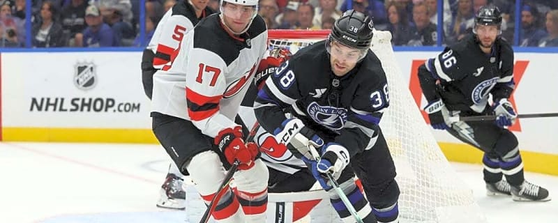 Devils get 2 goals from Connor Brown to earn first win vs. Lightning