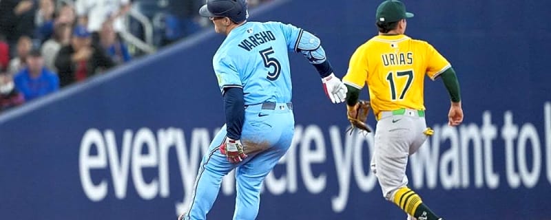 Blue Jays OF Daulton Varsho (hamstring) exits vs. Athletics