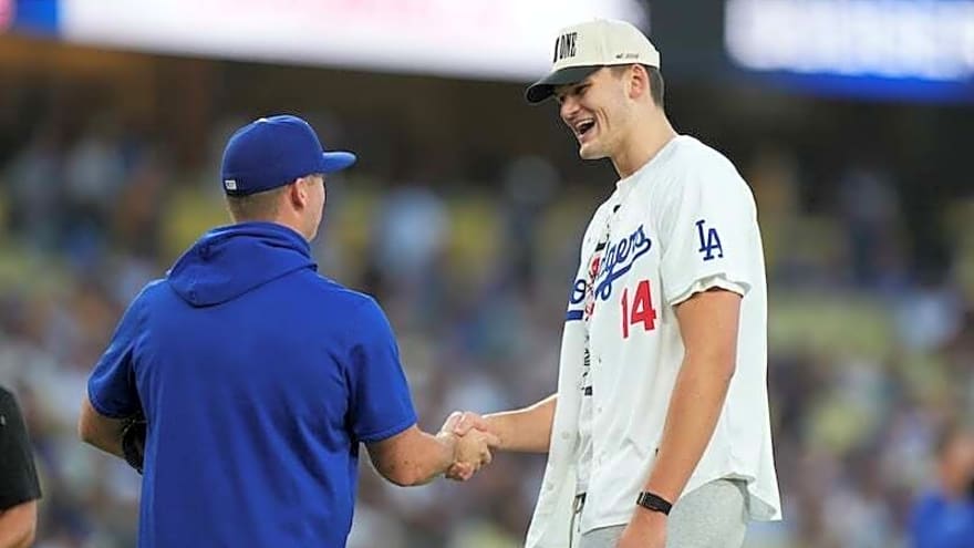 Walker Kessler Throws Out First Pitch For Lakers Night At Dodger Stadium