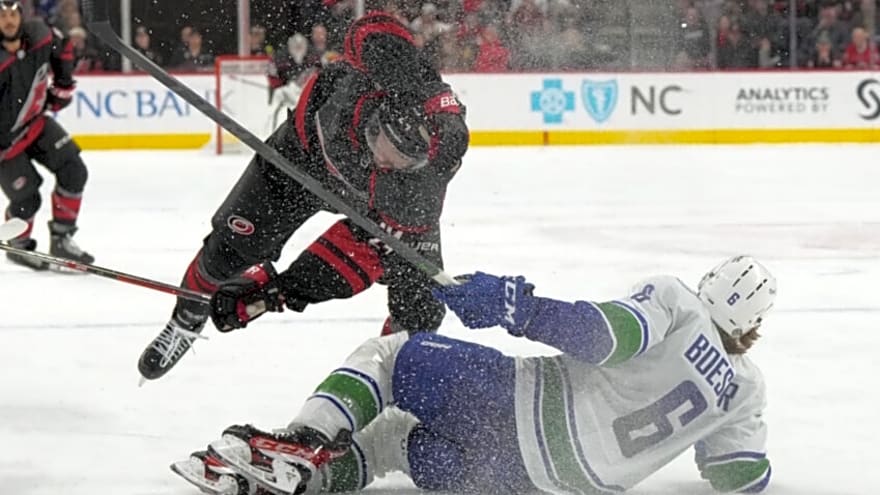 NHL injuries: Hurricanes forward Seth Jarvis leaves game after blocking a shot off foot