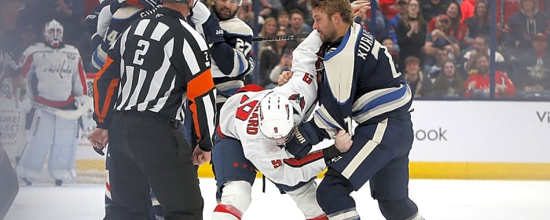Huge hit on Ryan Leonard sparks chaotic Capitals-Blue Jackets brawl