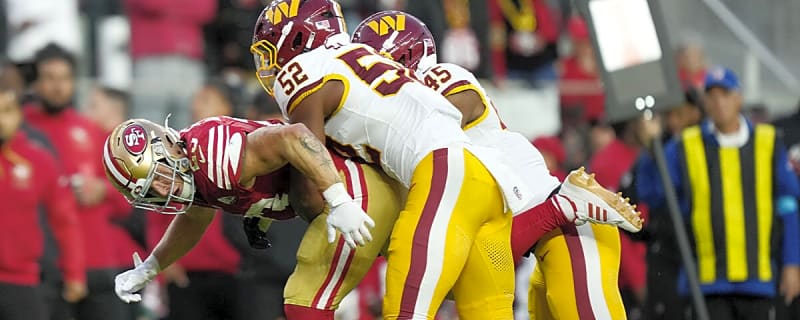 Commanders LB K’Lavon Chaisson unleashes peanut punch to force Christian McCaffrey fumble