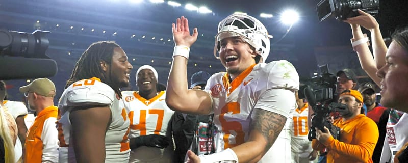 Tennessee Vols QB Joey Aguilar explains doing the Gator chomp after win over the Florida Gators