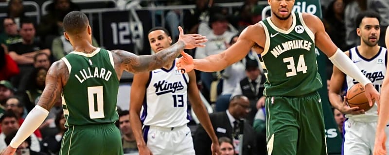 Giannis Antetokounmpo, Damian Lillard turn heads with moment before Bucks-Blazers