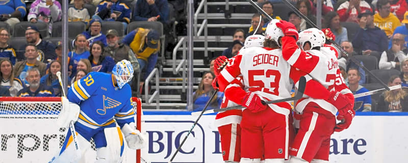 Larkin Pots 2 Goals for Red Wings in 5-2 Victory Over the Blues