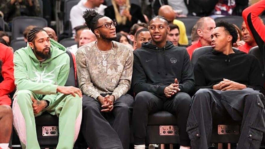 The Toronto Raptors are the only team in the NBA that has three players doing this