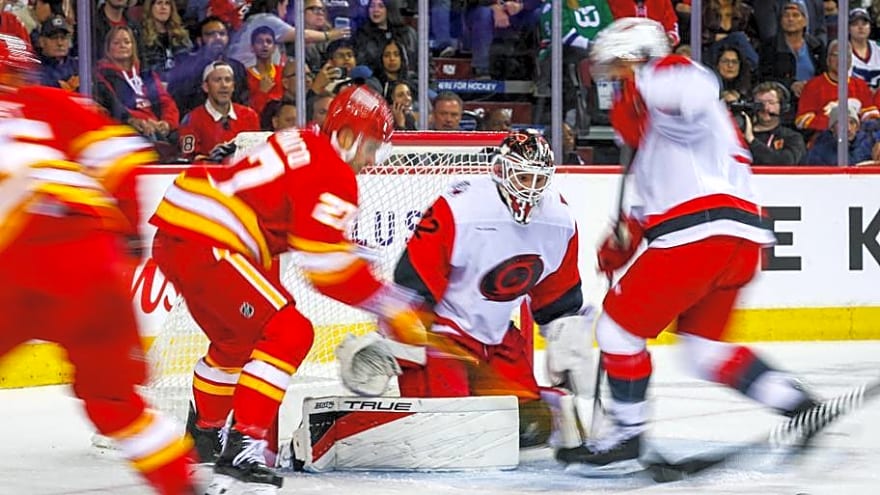 The win streak ends in Calgary after the Hurricanes concede a late goal to the Flames