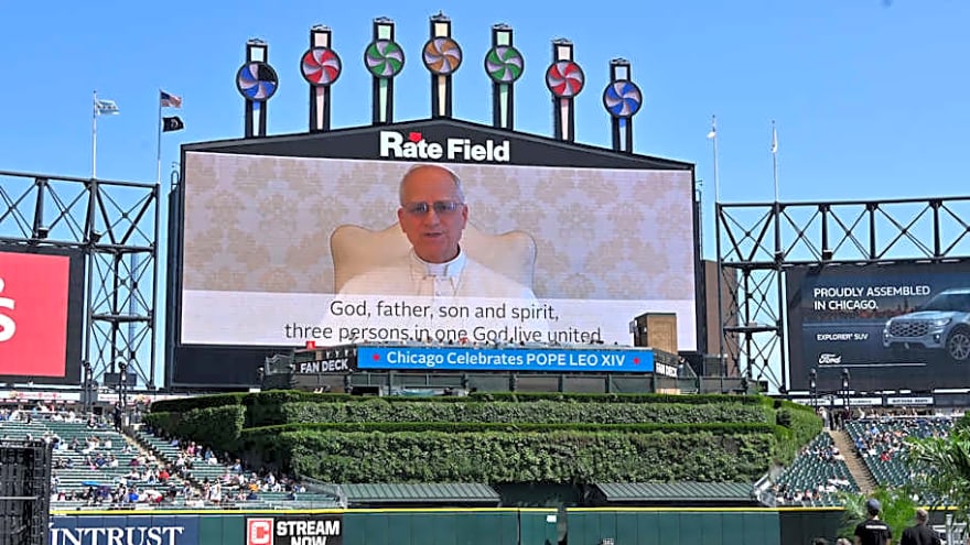 Pope Leo XIV Delivers Message Through Chicago White Sox&#39;s Rate Field Video Board