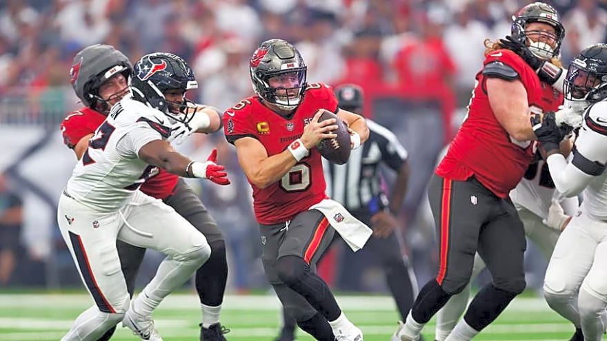 Baker Mayfield Explains How Texans' Trash Talk Fueled Bucs' 2025 MNF Win