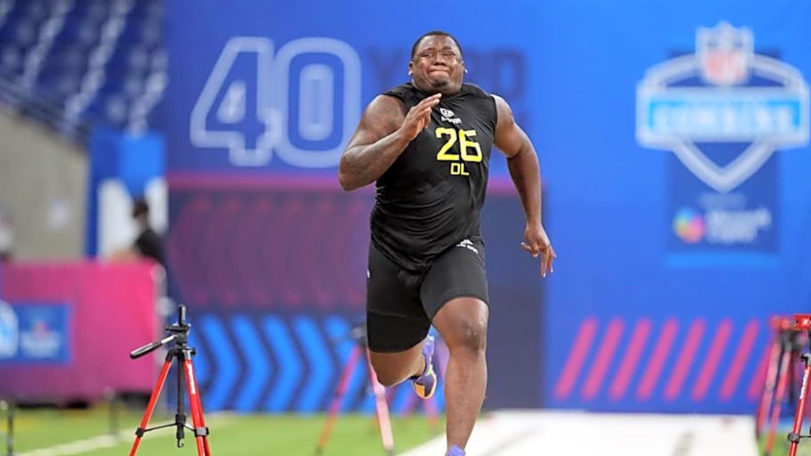 Brent Pry reacts to Aeneas Peebles being drafted by the Baltimore Ravens