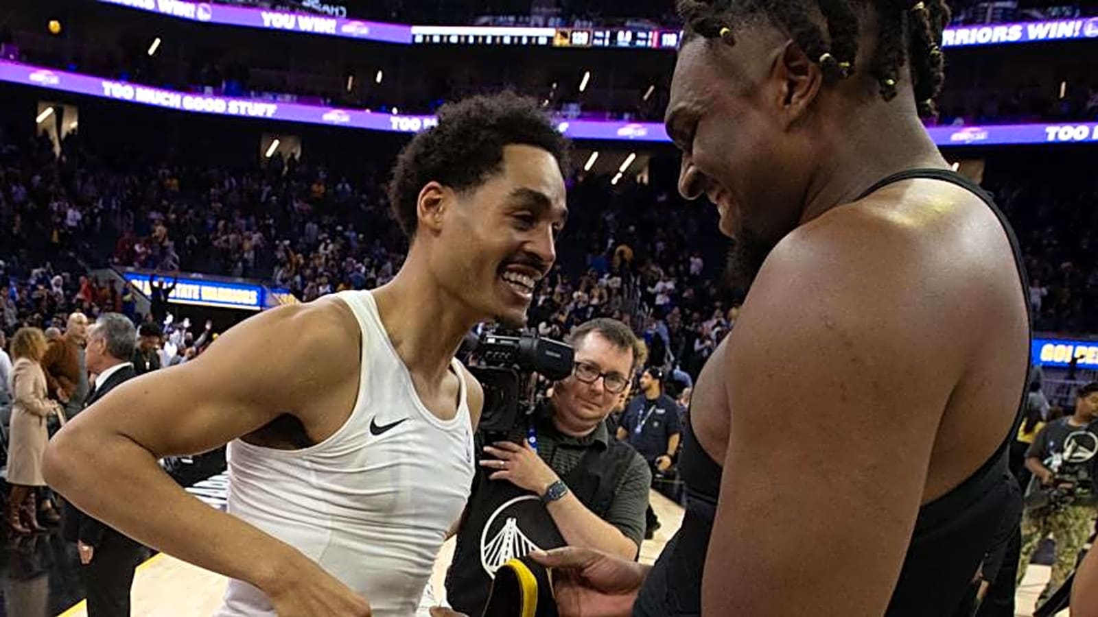 Jordan Poole&#39;s Passionate Reaction to Reuniting With Warriors Teammate