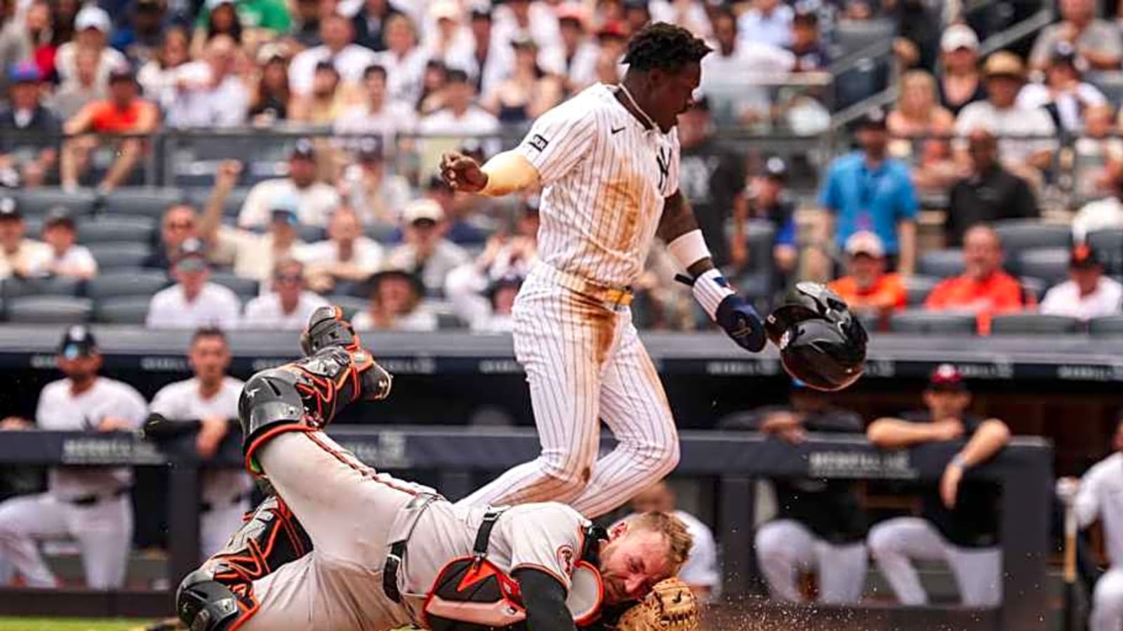 Orioles Catcher Injured After Wild Collision With Yankees Star