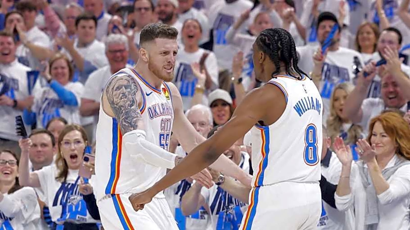 OKC Thunder&#39;s Isaiah Hartenstein Reacts to Clippers-Nuggets Playoff Series