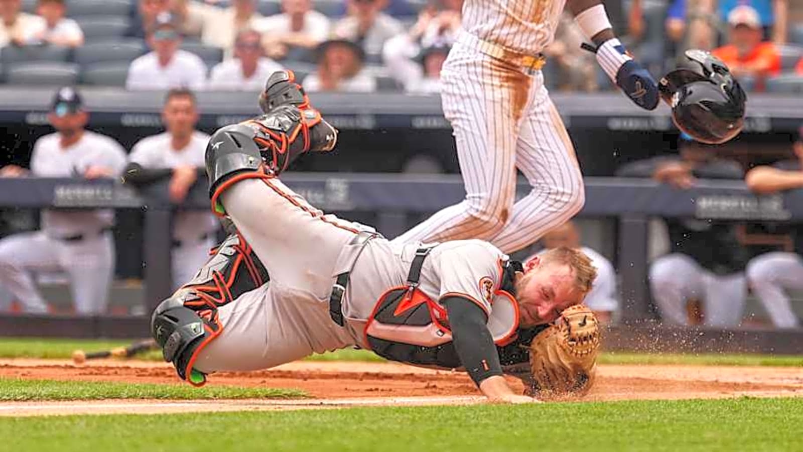 Watch: Baltimore Orioles Catcher Exits Game After Scary Collision