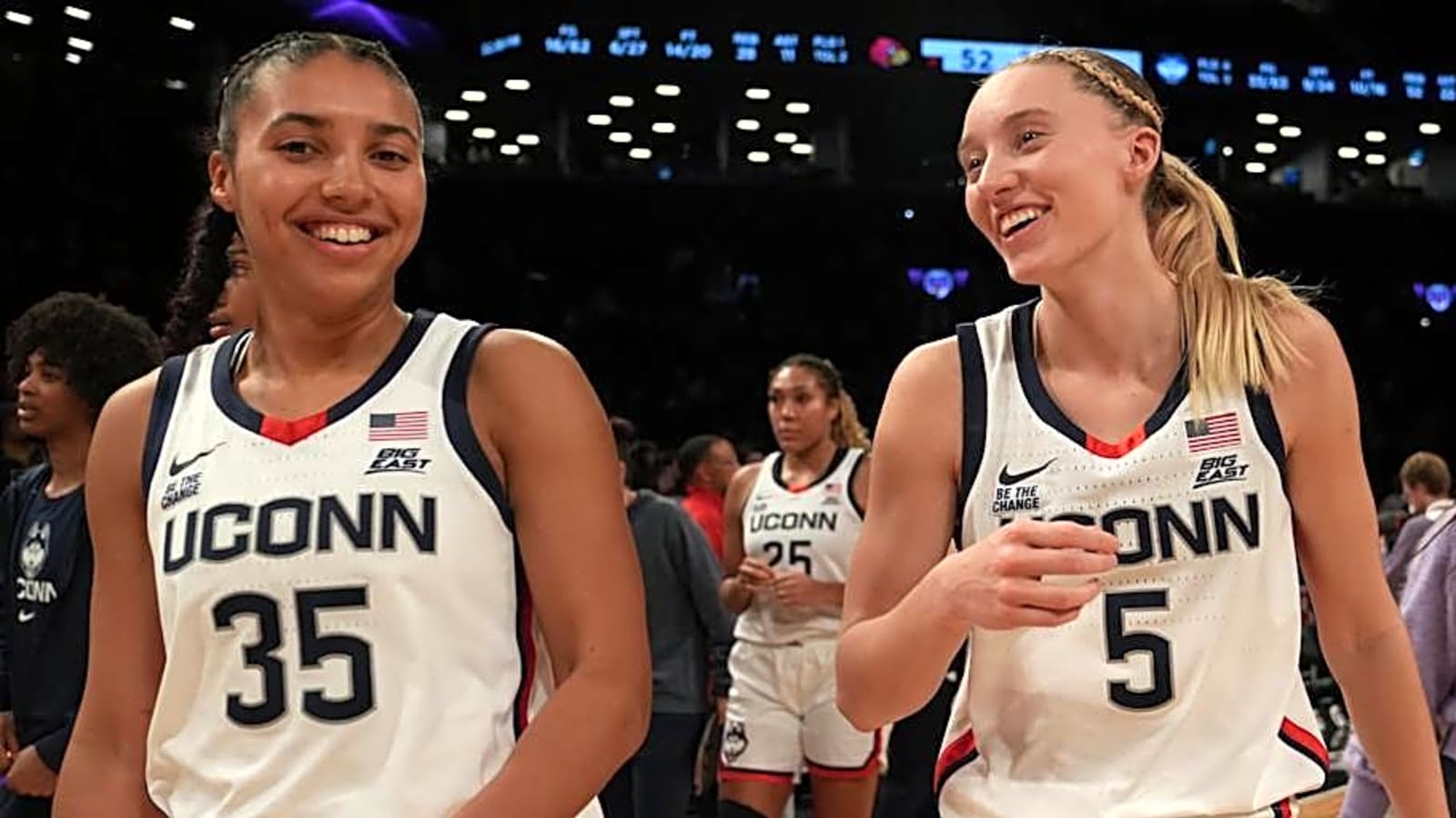 Paige Bueckers Signs &#39;Azzi Fudd&#39;s Girlfriend&#39; WNBA Fan Poster After Hand-Hold Moment