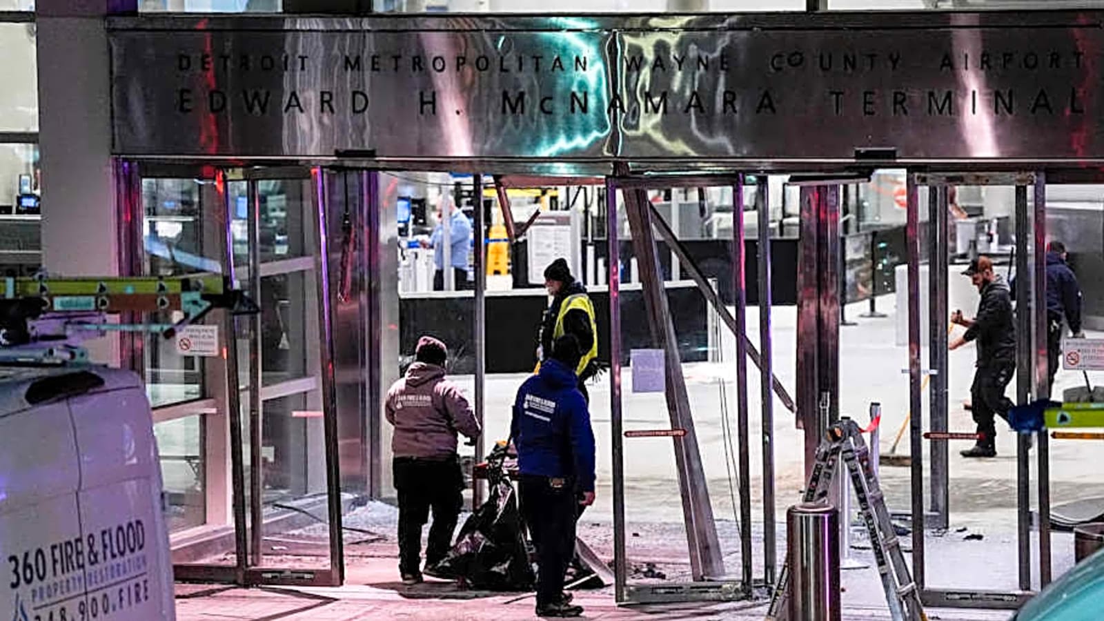 Man Wearing Lions Jersey Crashes into Detroit Terminal