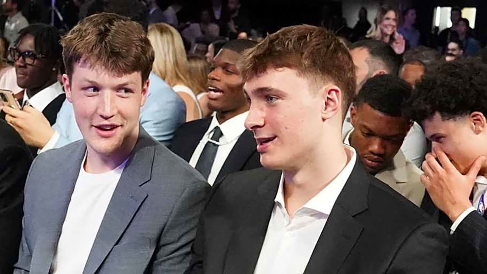 Cooper Flagg reacts to Kon Knueppel being drafted by the Hornets