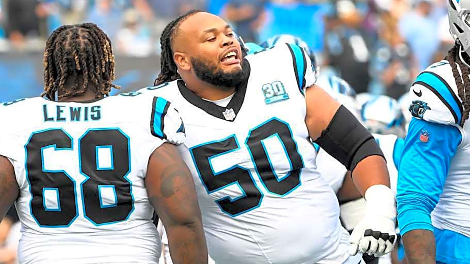 Panthers&#39; awesome offensive line continuity something Robert Hunt has not seen before