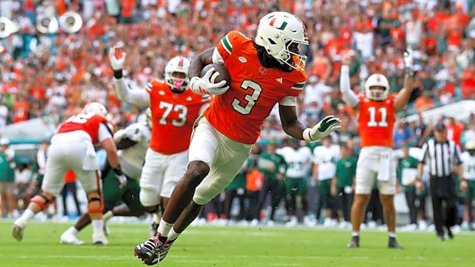 Carson Beck And Mario Cristobal Applaud Freshman WR Joshua Moore After Breakout Game Against USF