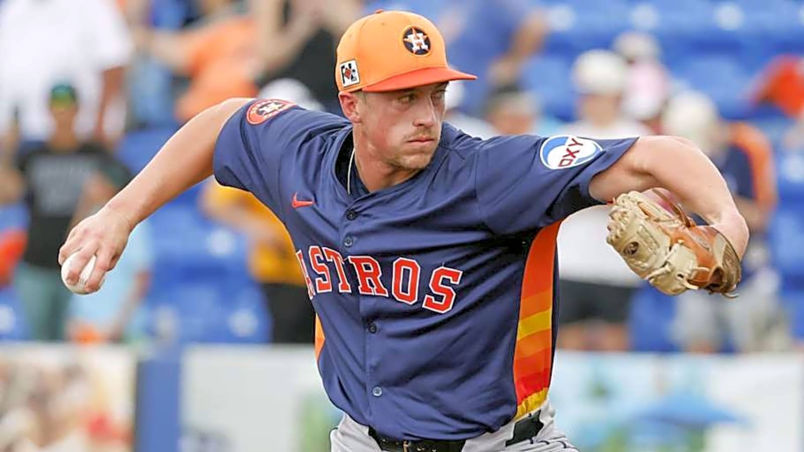 Why This Houston Astros Reliever’s Uniform Lettering Looks So Weird