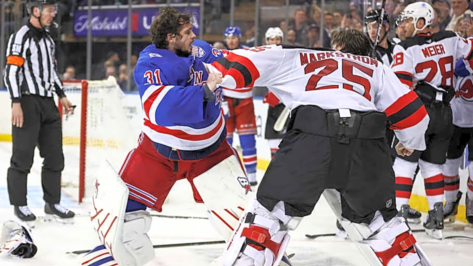 Igor Shesterkin, Jacob Markstrom Engage in Third Goalie Fight of Season