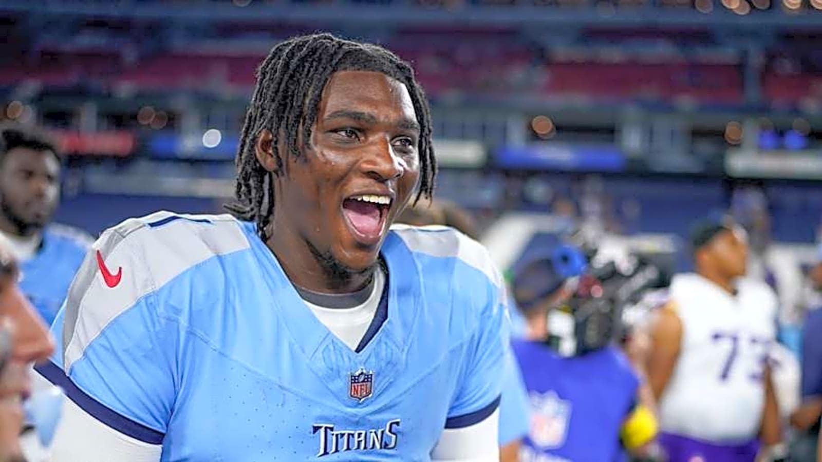 Titans' Cam Ward Crashes Newest WR's Press Conference