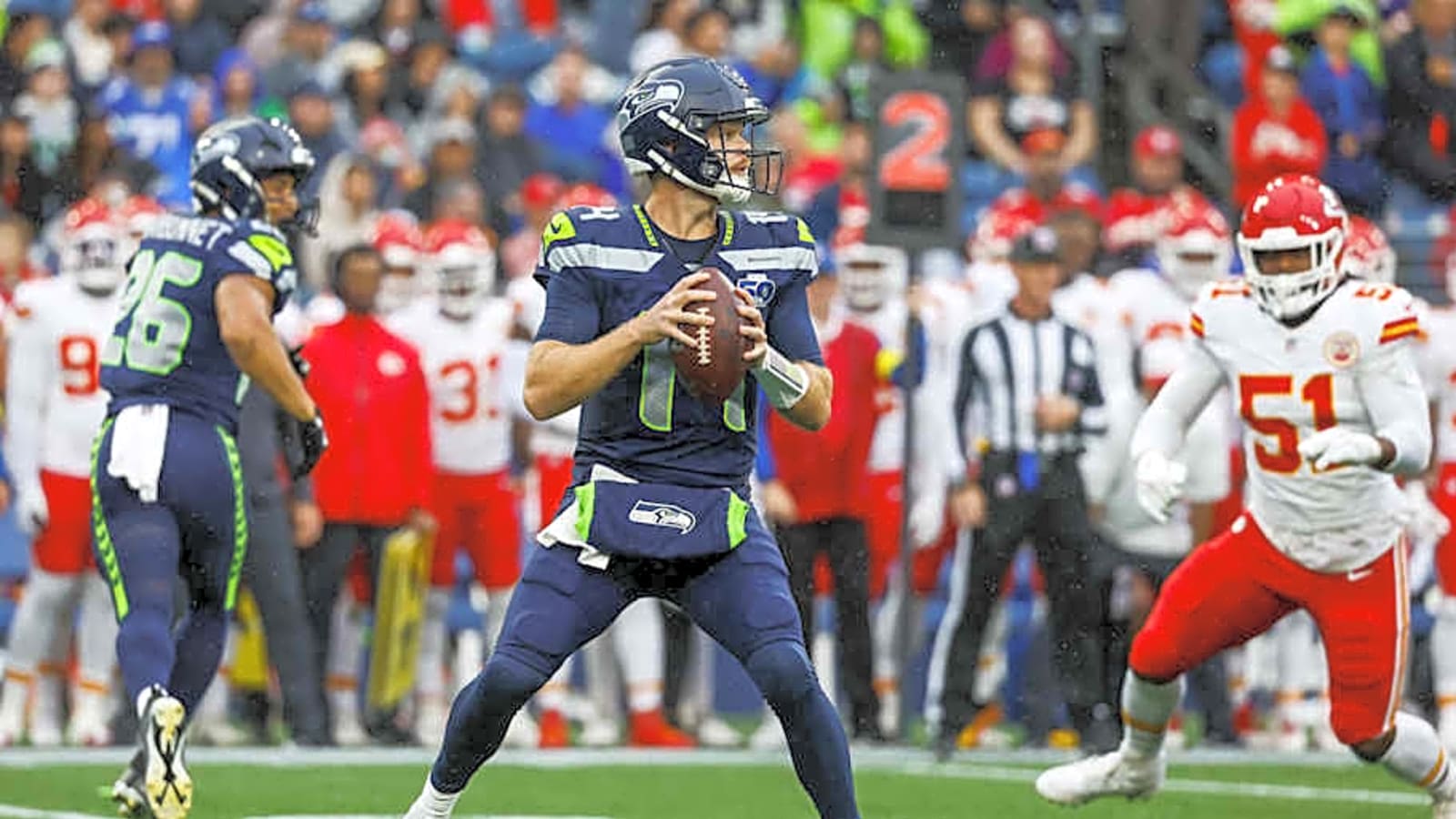 Seattle Seahawks QB Sam Darnold reacts to perfect preseason debut