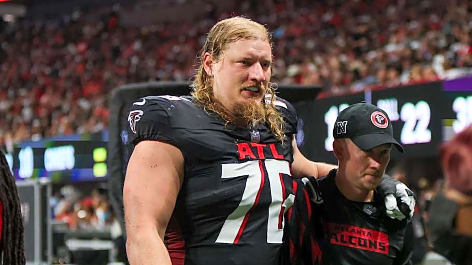  Injury Scare for Atlanta Falcons as Starting OL Carted Off Field