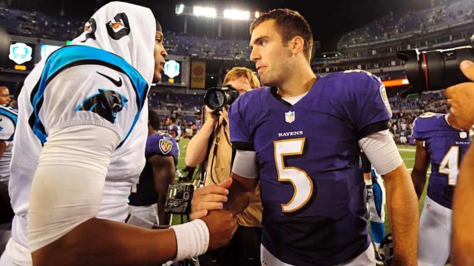 Cam Newton takes Joe Flacco&#39;s side on mentoring young NFL quarterbacks