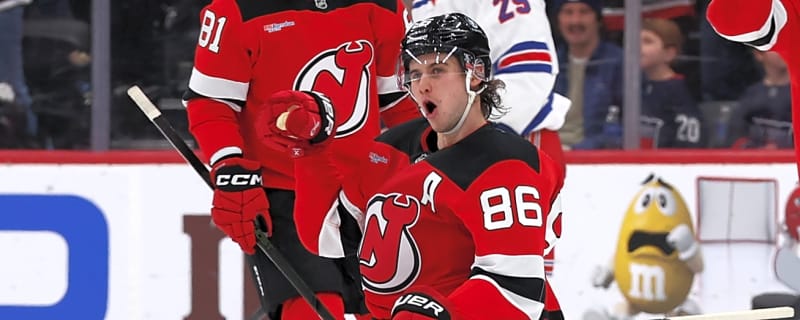 Devils' Jack Hughes records hat trick in win over Rangers