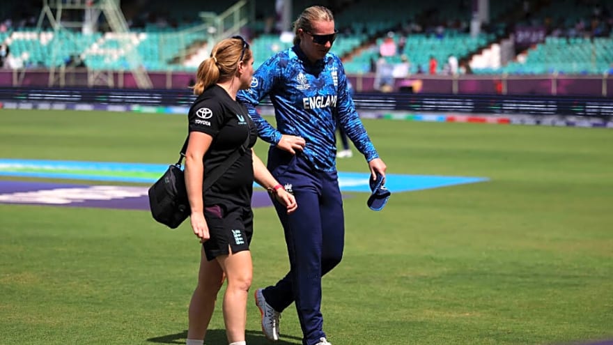 Women&#39;s World Cup 2025: Sophie Ecclestone walks off the field with injury scare in Vizag