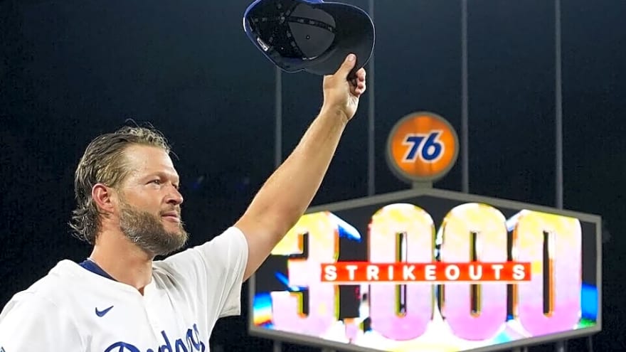 Clayton Kershaw Autographs Topps Cards With Fellow Pitchers In 3,000 Strikeouts Club