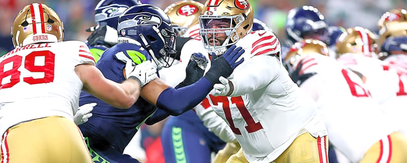 Kyle Shanahan defends 49ers' offensive line: 'I think our line has played at a very high level these last few years'