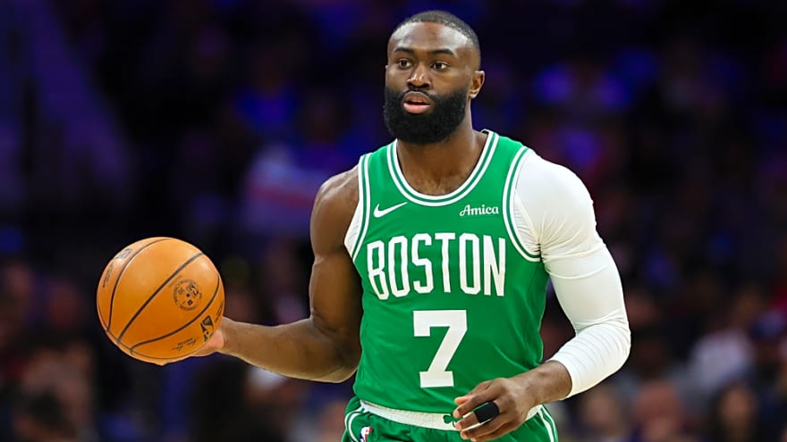 Jaylen Brown reacts to being traded from Celtics to 76ers