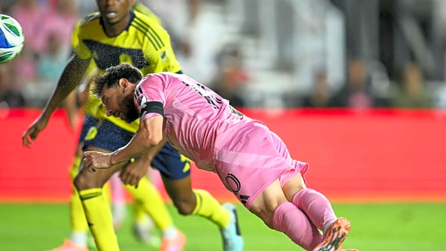 Watch: Lionel Messi&#39;s Header Puts Inter Miami Ahead vs Nashville in Playoff Clash