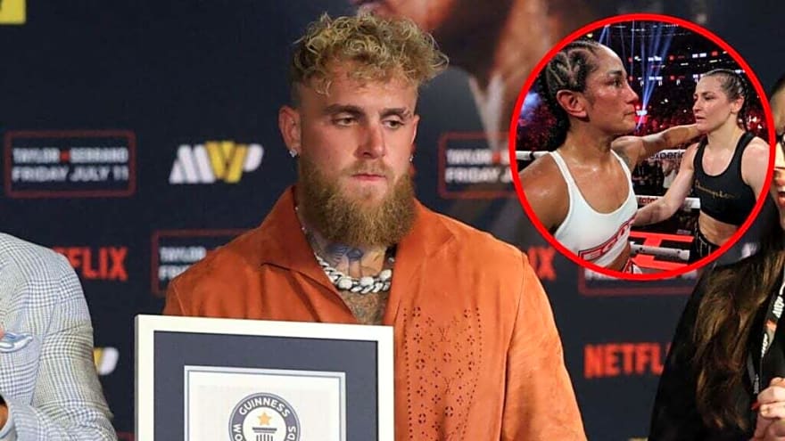 ‘Please stop talking’… Disgruntled Jake Paul instantly shuts down question about MVP’s history-making all-female card