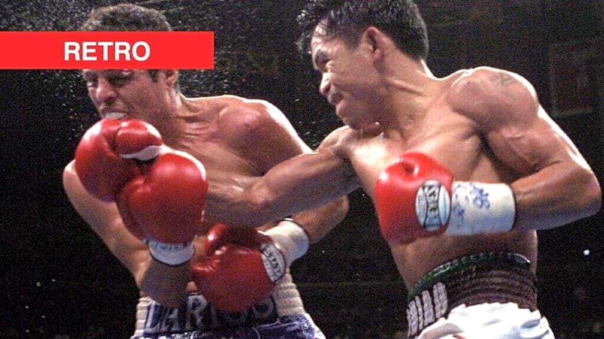 Manny Pacquiao knocked down Mexican former world champion twice in his homecoming fight in the Philippines