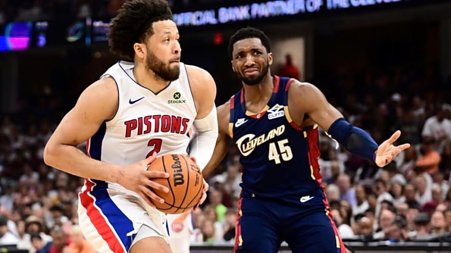Watch Donovan Mitchell Stare in Disbelief After Cade Cunningham Outsmarts Him For a 3-Point Shot
