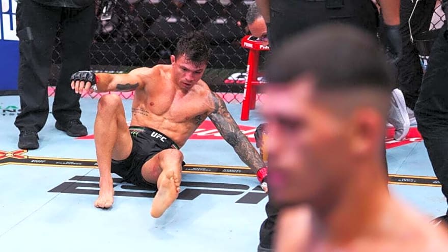 Towel thrown in after Diego Lopes’ teammate suffers freak injury at Noche UFC