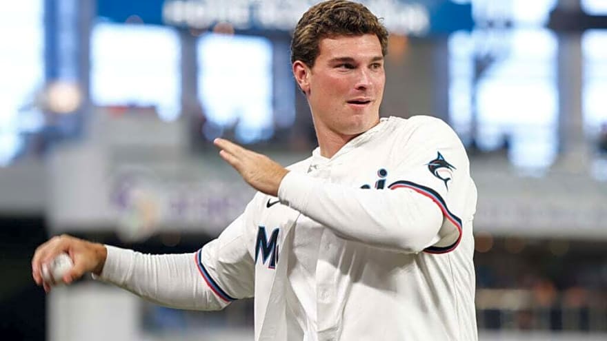 NFL fans react to Fernando Mendoza’s first pitch before the Miami Marlins game