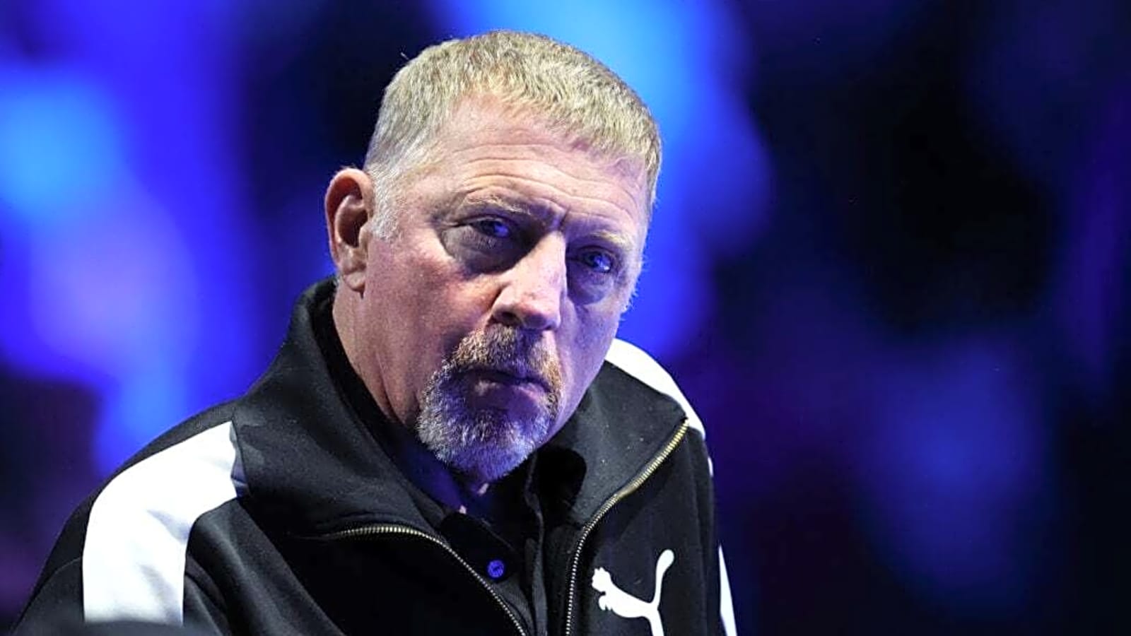 Boris Becker reacts after Carlos Alcaraz breaks one of his records in the Doha final