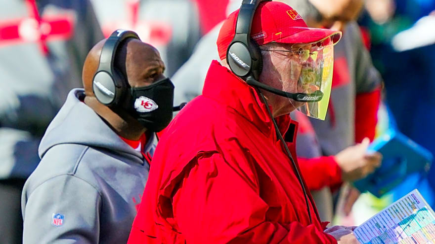 Andy Reid explains how bringing offensive coordinator Eric Bieniemy back could help even the players of Patrick Mahomes' status