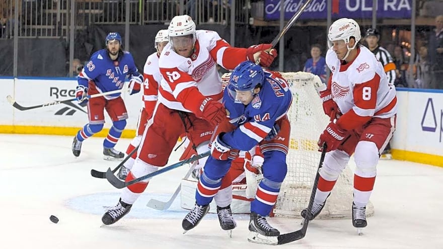 Gabe Perreault's hat trick gets Rangers past Red Wings