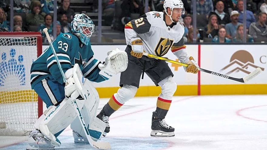 Knights net late equalizer, top Sharks on Reilly Smith&#39;s OT goal
